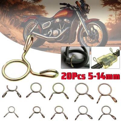 20Pcs Fuel Line Hose Clips Tubing Spring Clamps for Motorcycle Scooter ATV Moped - Image 1 of 4