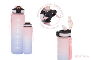 Sports Drinks Bottles 1 litre, Pink/Lavender measure markings handle Personalise - Picture 1 of 3