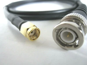 BNC-Stecker auf RP SMA High Spec RG58 C/U Koaxial 50 Ohm Kabel Patchkabel 30 cm UK - Bild 1 von 7