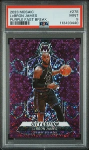 LeBron James 2023 Panini Mosaic #278 Purple Fast Break /50 PSA 9 - Picture 1 of 2
