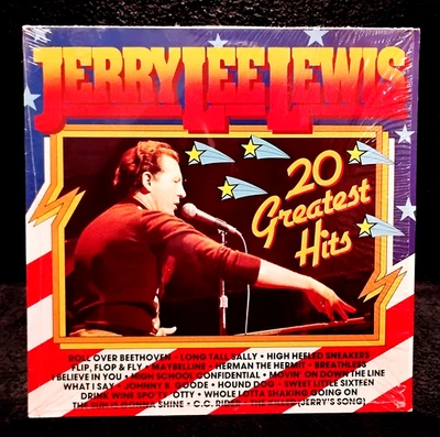 JERRY LEE LEWIS  "20 GREATEST HITS"  (RARE "MINT UK" BLACK TULIP VINYL -1982) - Image 1 of 4