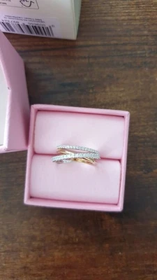 💍 Swarovski Ring Hyperbola Wickelring, Größe 52, gold/weiß Mix. Neu mit Karton. - Bild 1 von 4