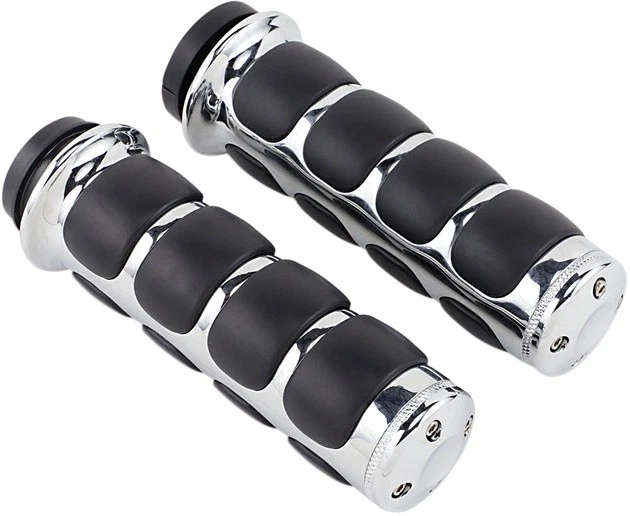 Kuryakyn - 6227 - ISO Grips with Chrome Accent Rings without Throttle Boss