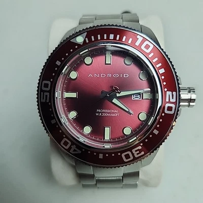 Men's Android Watch Red AD765 Quartz USA Stainless Steel Crystal New Battery - Image 1 of 4