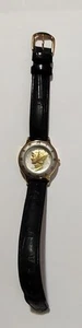 Reloj 1937 3 micras oro 18k Mercury Dime cuarzo suizo excelente correa de cuero plateado - Imagen 1 de 3