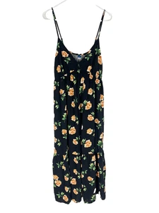 Maxi Vestido Floral OLD NAVY Talla Grande Negro Boho Primavera Verano Playa Rayón - Imagen 1 de 3