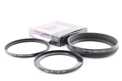 Contax Hood 1 w/Genuine 82/86s Ring / 67-82 Step-up Ring Exc+5  Y2110 - image 1 of 4
