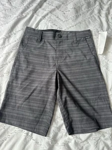 Volcom Youth Frickin Stretch Chino Short Size 12 Waist 26 In Grey Stripe - Picture 1 of 3