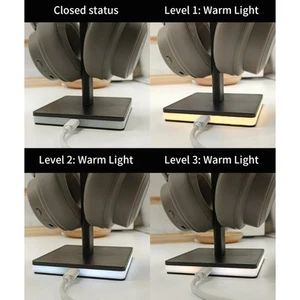 Headphone Organizers Display Holder Modern Aluminum Base 3Lighting Mode AntiSlip - Photo 1/8