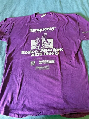 Camiseta Tanqueray AIDS Ride Boston Nueva York Manga Corta Talla XL Púrpura Crew Foto 1 de 2
