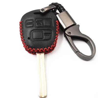 Para Toyota Land Cruiser Lexus Es Ls Lx Rx Cuero Negro 3 Botones Llavero Cubierta Foto 1 de 4