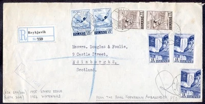 ILANDIA 1956 CUBIERTA CONSULAR REGISTRADA A ESCOCIA LOTE USADO FINO.  A551 - Imagen 1 de 2