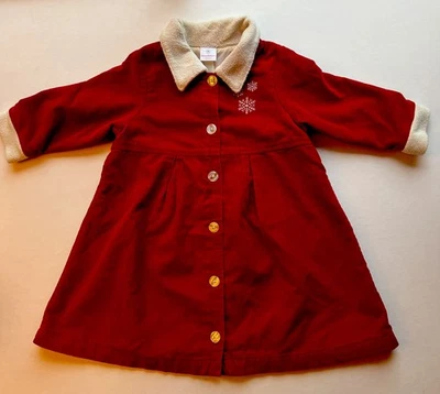 🎄 Vestido de Navidad Hanna Anderson Niñas Rojo Pana Giro Talla 90 Carol Copos de Nieve Foto 1 de 4