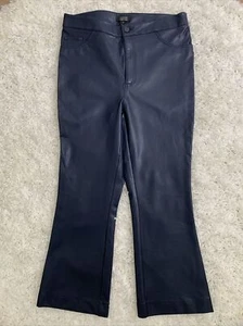 Halogen Womens Black Sz 10 Faux Leather Pants Button Zip Closure - Picture 1 of 5