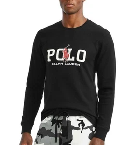 Polo Ralph Lauren Hombres Grande y Alto Big Pony Logo Punto Gofre Camisa para Dormir Negra - Imagen 1 de 5