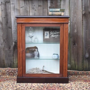 Antique Mahogany Inlaid Satinwood Floor Standing Glazed Display Pier Cabinet - Picture 1 of 7
