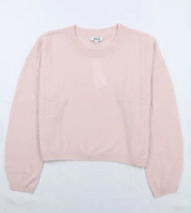 525 Cashmere Sweater Shirt Women Rose Pink L Crew Neck Cropped Relaxed Knit - Picture 1 of 13