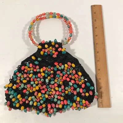 Bolso de Cuentas Hecho a Mano Arco Iris Único de Colección Hecho a Mano Monedero de Cuentas Foto 1 de 4