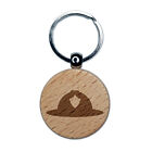 Fire Helmet Fireman Firefighter Engraved Wood Round Keychain Tag Charm
