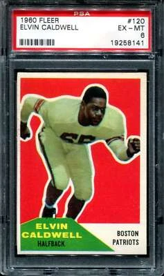 1960 Fleer Football #120 Elvin Caldwell PSA 6 EX/MT  (P19258141) - Image 1 of 2