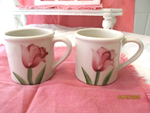 Hartstone Early Romance Pink & Blue Tulips Set of 2  Mugs - #2 - Excellent - Picture 1 of 9