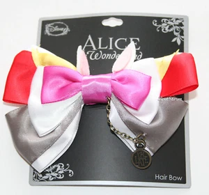 NEW Disney Alice in Wonderland White Rabbit Bunny Ears I'm Late Charm Hair Bow  - Picture 1 of 3