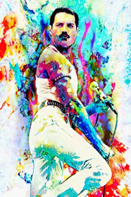 Freddie Mercury Art, Queen Canvas, Rock and Roll Painting Print - Image 1 of 4