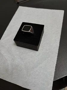 anello da uomo in argento 925 modello chevalier con pietra nera onice vintage - Foto 1 di 7