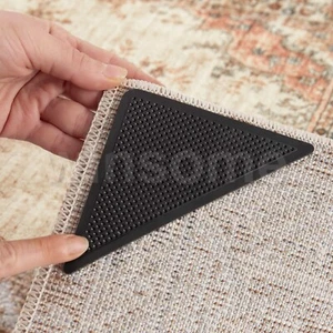 4 Pc Rug Grippers Anti Slip Floor Mat Underlay Corner Carpet Reusable Anti-Skid - Picture 1 of 7