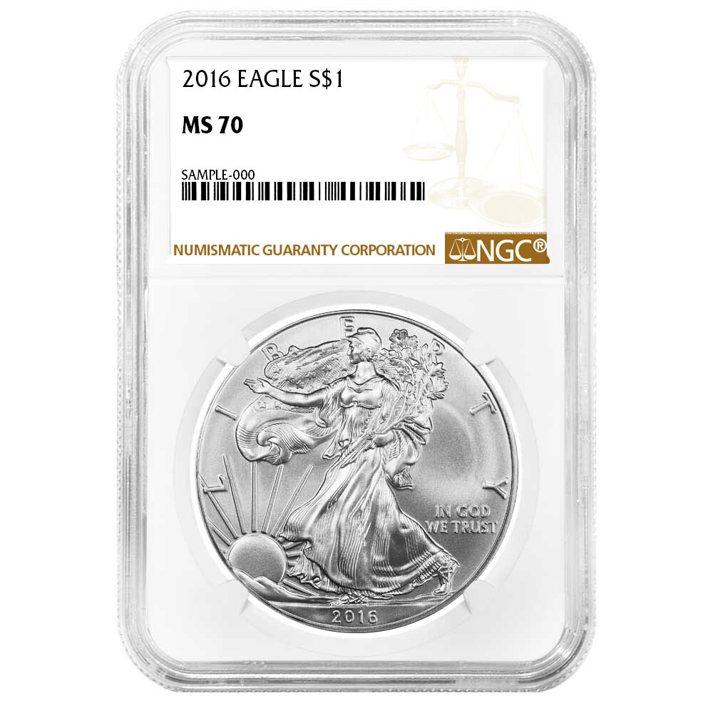 American Eagle MS 70 Graded 2016 Silver Bullion Coins for