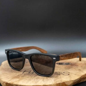 Go Wood LA-W1-G Sunglasses Black Brown Frame Black Polarised Lenses - Picture 1 of 7
