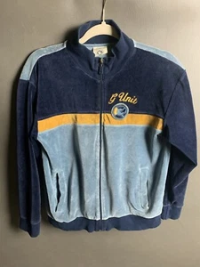 G-Unit Damen Velour Trainingsjacke Gr. M Blau Gold Colorblock 50 Cent Y2K Selten - Bild 1 von 14