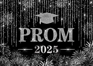 LYCGS 8X6ft Black and Silver Backdrop Class of 2025 Prom Party Decor Banner - Picture 1 of 4