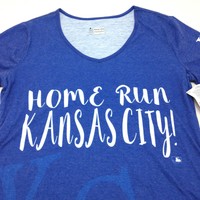NEW Womens XL KC Royals Baseball MLB Kansas City V Neck T Shirt Top Tee X Large