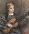 Porträt einer jungen Dame aus dem 19. Jahrhundert, die Gitarre spielt um 1860 schottische Schule