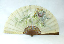 XXL Large Subjects Silk Fan 19 Jh France Hand Painted Signed For Gardon