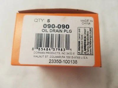 Tapón de drenaje Dorman 090-090 con junta tórica VW / Audi / Porsche (paquete de 5) Foto 1 de 4