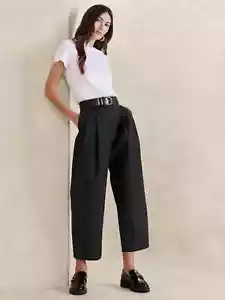 NUEVO Pantalón Banana Republic 6L Avila Pierna Barril 6 Largo Negro #882886 - Imagen 1 de 4