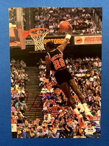 CLYDE DREXLER NBA HOF (10) x ALL-STAR SIGNED CALENDAR PHOTO PAGE 7.5x11 PSA DNA - Picture 1 of 2