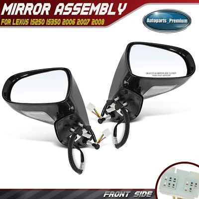 Espejo retrovisor eléctrico negro liso delantero 2 piezas con calefacción para Lexus IS250 IS350 2006-2008 Foto 1 de 4