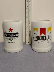 HEINEKEN & MICHELOB BEER STEIN/MUG - Both Very Good Cond. Lite wear on Bottoms - Picture 1 of 14