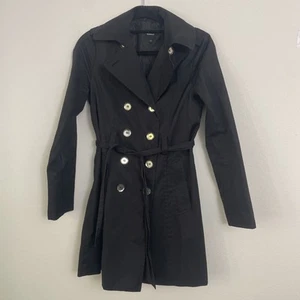 EXPRESS BLACK black TRENCH COAT Size XS - Picture 1 of 7