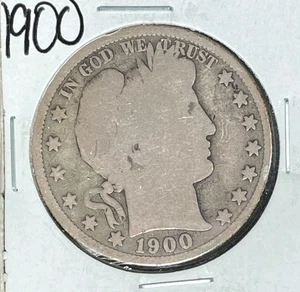 1900 BARBER SILVER HALF DOLLAR ~ ~NICE OLD COIN~ 90% SILVER - Picture 1 of 2