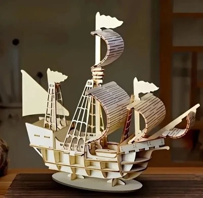 Tolles 3D Segelschiff Modellbau Holzbausatz Schiff inkl. Anleitung Holzpuzzle - Bild 1 von 4