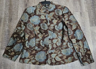 Винтажный портрет цветочный печать гобелен блейзер куртка женский размер большой  - Изображение 1 из 4