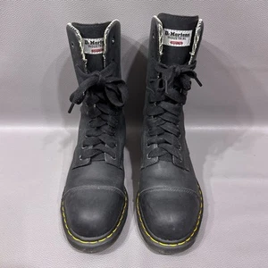 Doc Dr. Martens Industrial Stahlkappe Stiefel schwarz Leder LEAH Damen US 10 *lesen - Bild 1 von 13
