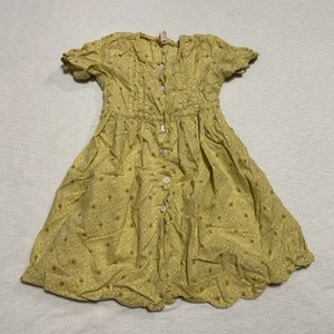 April Cornell Cornelloki Girl Yellow Dress Vintage 2-3 Years Buttons FLAW - Picture 1 of 4