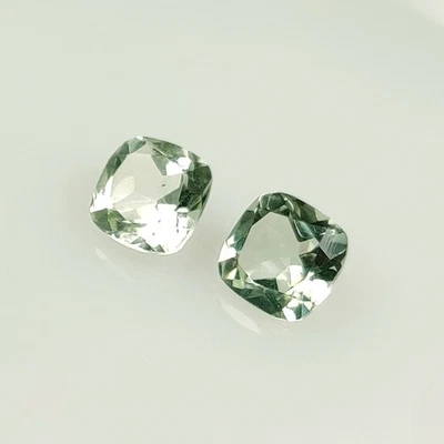 2.74 Ct Natural Green Amethyst High Luster Cushion Cut Pair - 8447 - Image 1 of 2
