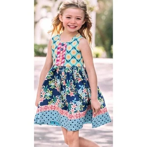 Wildflowers clothing best day ever boardwalk ballet dress 4 floral blue pink - Picture 1 of 7