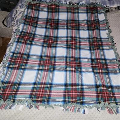 Tartan Plaid Handmade Tie Blanket Oversize Throw 48"X 60"  - Image 1 of 4